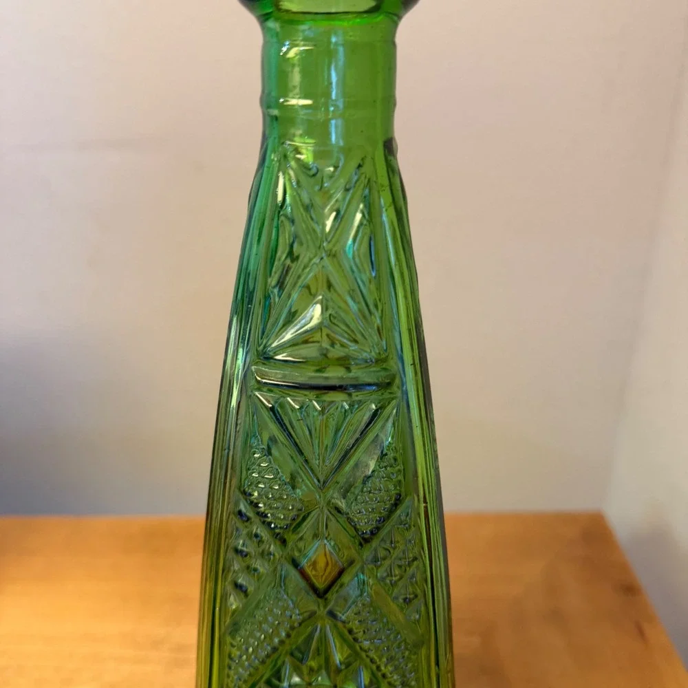 Vintage Empoli Italian Emerald Green Art Glass Bottle Vase 12